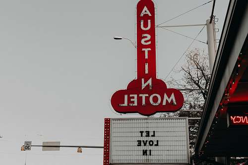 sign Austin Motel Let Love in signage austin